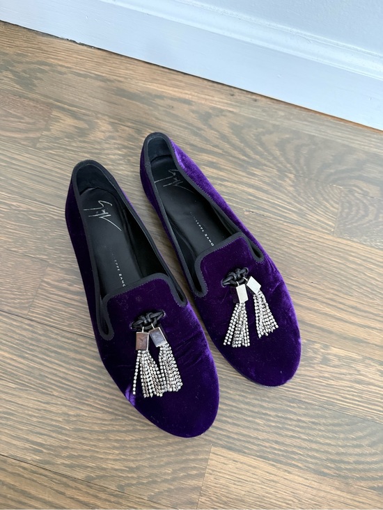 Giuseppe Zanotti Shoes - Giuseppe Zanotti Deep Purple Velvet Tassel Loafers